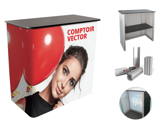 Comptoir d'accueil Vector droit pour stand d'exposition